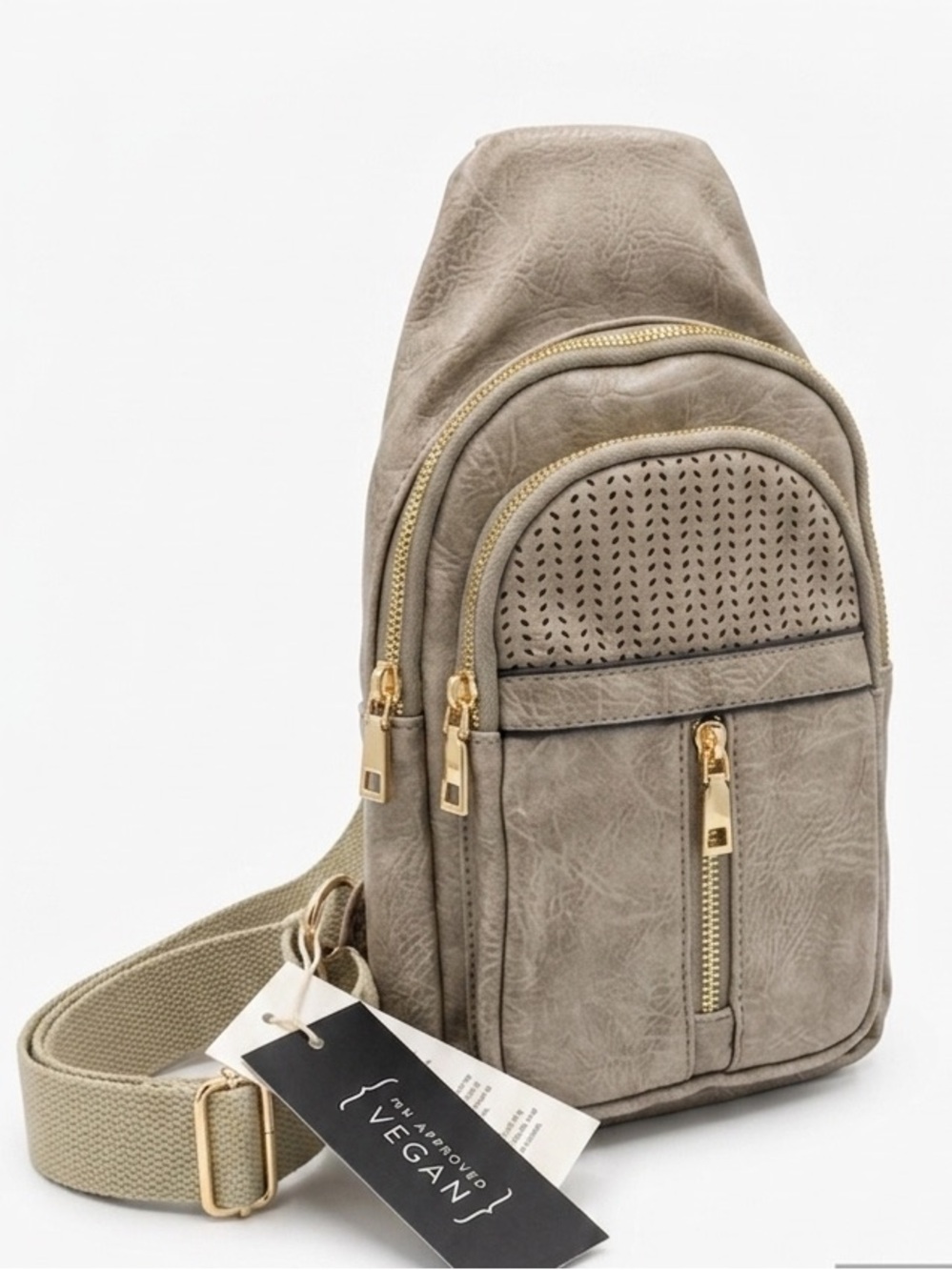 Le Miel Taupe Vegan Leather Crossbody Sling Bag